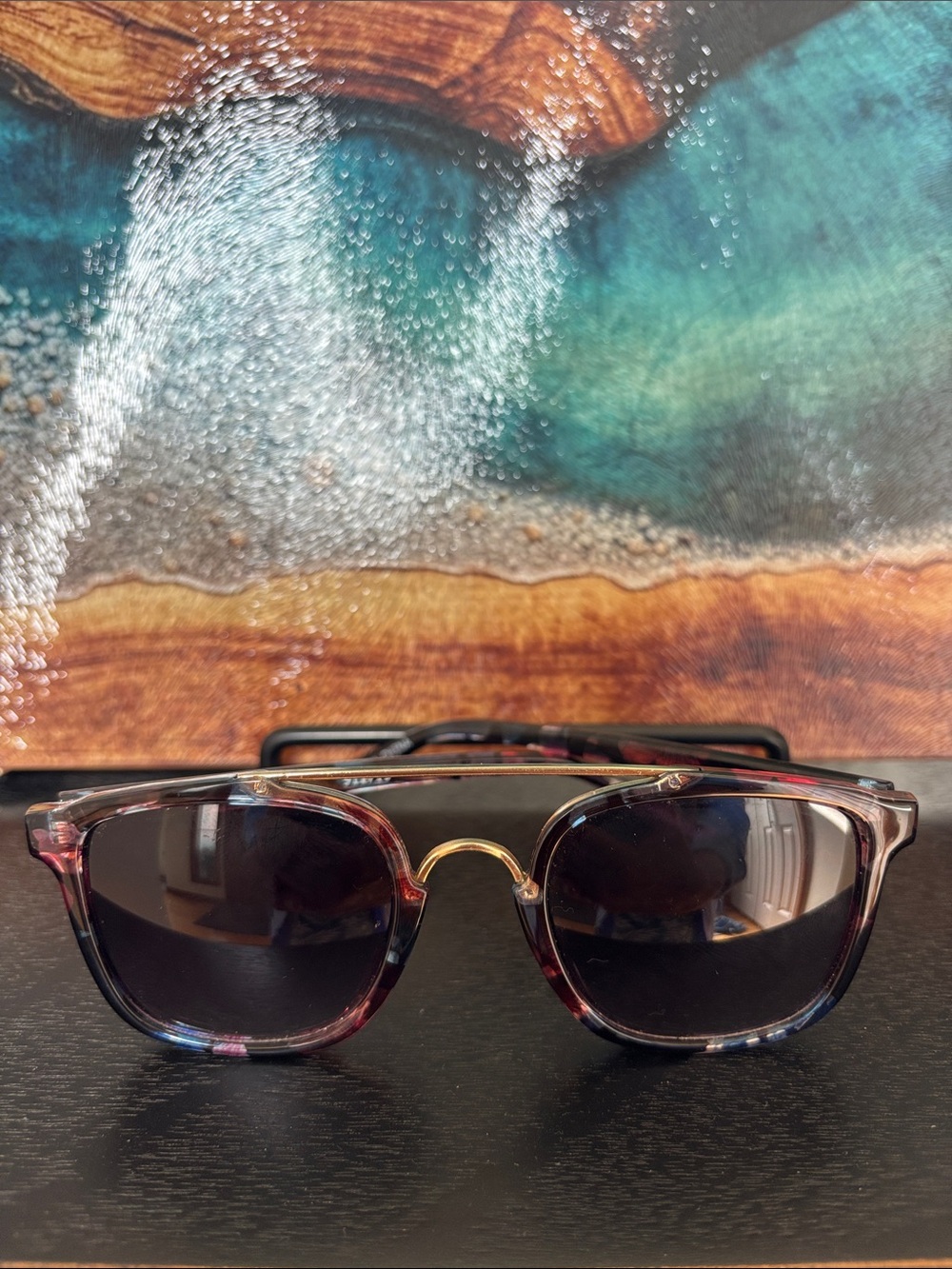 Curfew Multicolor Tortoiseshell Sunglasses with Gold Bridge